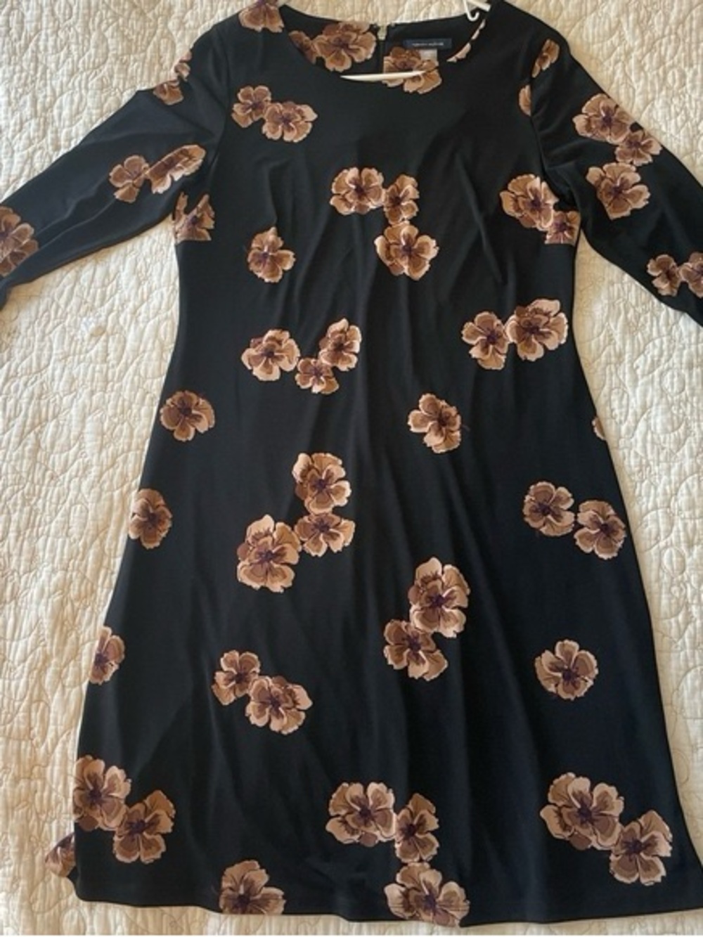 Tommy Hilfiger Black Long-Sleeve Floral A-Line Dress